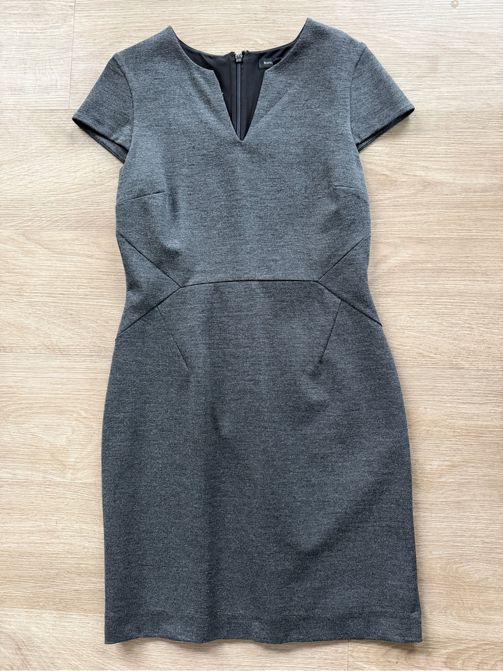 Banana Republic Charcoal Gray V-Notch Sheath Dress